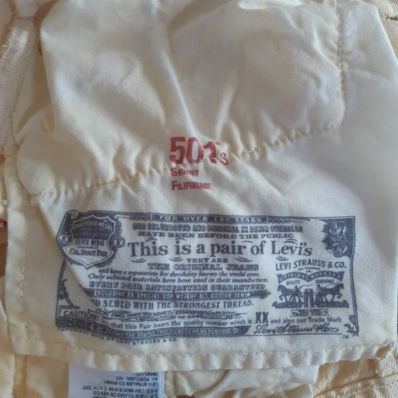 Levi's 501 | Stretch Skinny Women's Jeans | Yellow/Cream | Size W27 L30 - Picture 6 of 9